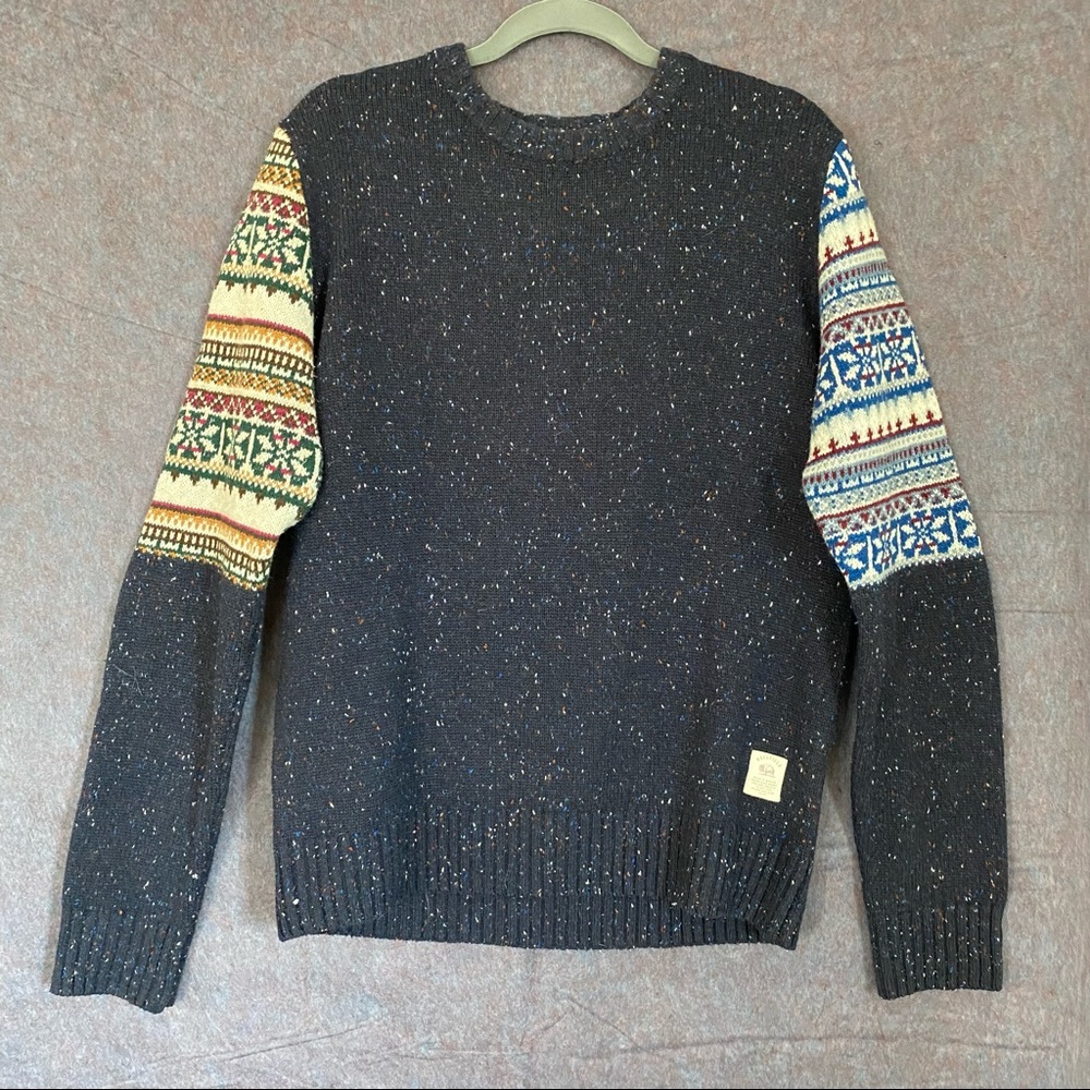 Bellfield Mens Navy Speckled Grandpacore Sweatshirt Sz Medium